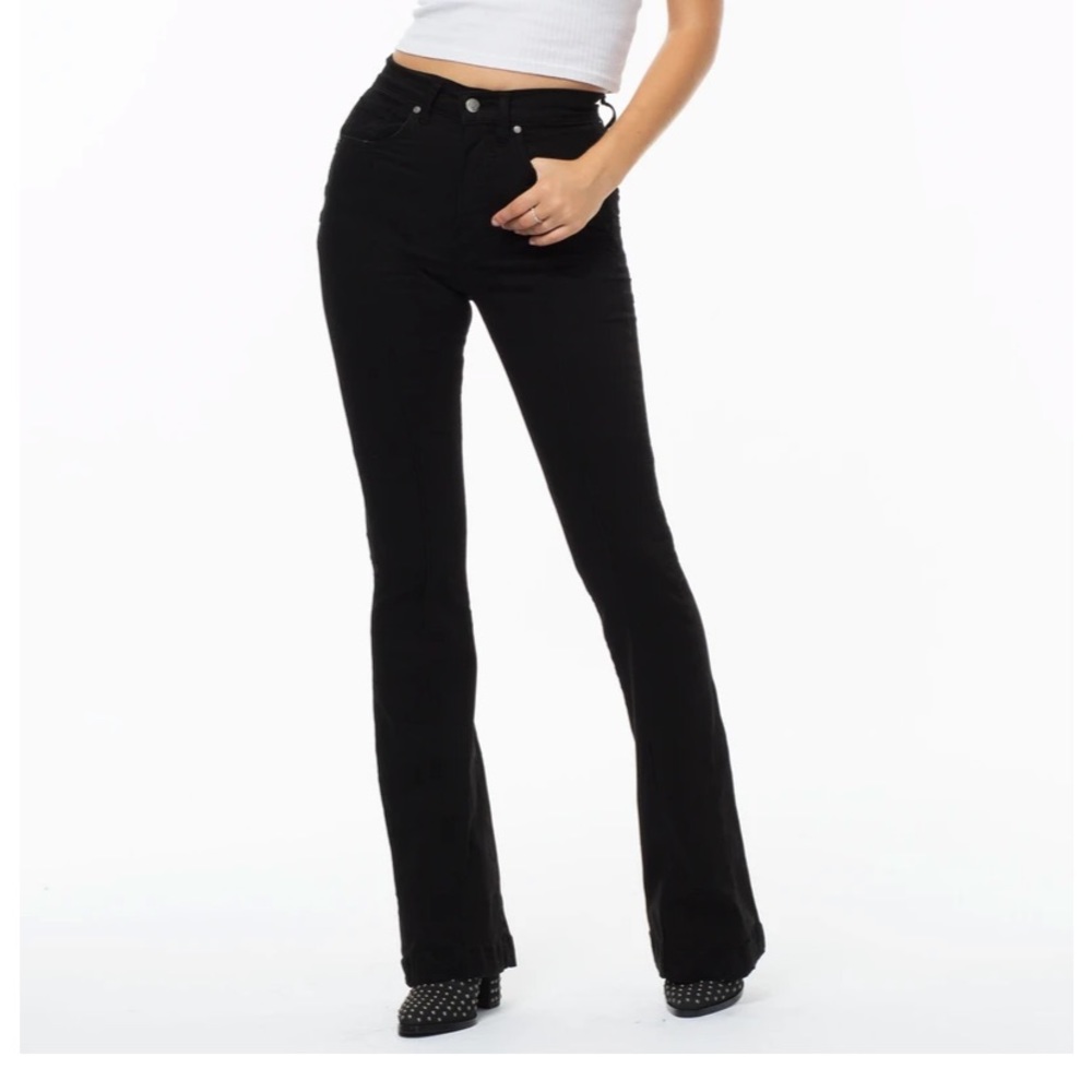 Revive black flare jeans with Star detail on butt